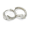Argolla Huggie 02.175.0083.15 Plata Rodinada, con Zirconia Cubica Blanca, Pulido, Rodinado