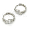 Argolla Huggie 02.175.0083.15 Plata Rodinada, con Zirconia Cubica Blanca, Pulido, Rodinado