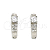Argolla Huggie 02.175.0084.15 Plata Rodinada, con Zirconia Cubica Blanca y Micro Pave Blanca, Pulido, Rodinado
