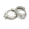 Argolla Huggie 02.175.0084.15 Plata Rodinada, con Zirconia Cubica Blanca y Micro Pave Blanca, Pulido, Rodinado