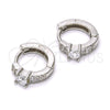 Argolla Huggie 02.175.0084.15 Plata Rodinada, con Zirconia Cubica Blanca y Micro Pave Blanca, Pulido, Rodinado