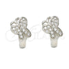 Argolla Huggie 02.175.0086.15 Plata Rodinada, Diseño de Mariposa, con Zirconia Cubica Blanca, Pulido, Rodinado