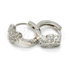 Argolla Huggie 02.175.0086.15 Plata Rodinada, Diseño de Mariposa, con Zirconia Cubica Blanca, Pulido, Rodinado