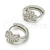 Argolla Huggie 02.175.0086.15 Plata Rodinada, Diseño de Mariposa, con Zirconia Cubica Blanca, Pulido, Rodinado