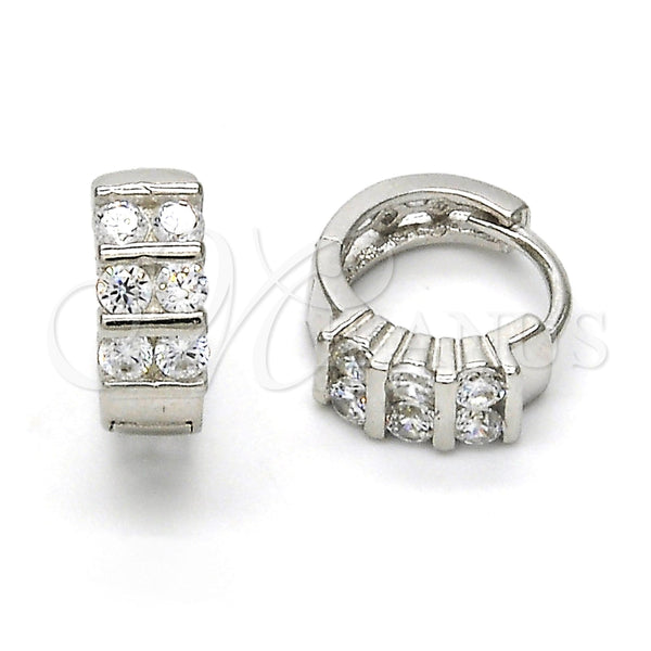 Argolla Huggie 02.175.0087.10 Plata Rodinada, con Zirconia Cubica Blanca, Pulido, Rodinado