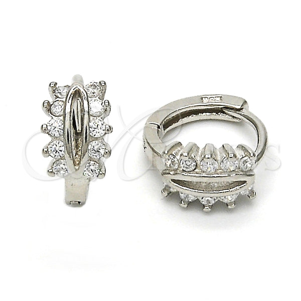 Argolla Huggie 02.175.0088.10 Plata Rodinada, con Zirconia Cubica Blanca, Pulido, Rodinado