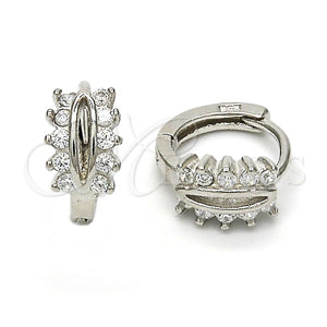 Argolla Huggie 02.175.0088.10 Plata Rodinada, con Zirconia Cubica Blanca, Pulido, Rodinado