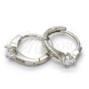 Argolla Huggie 02.175.0090.15 Plata Rodinada, con Zirconia Cubica Blanca, Pulido, Rodinado
