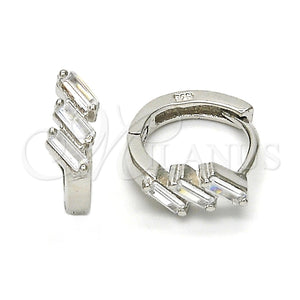 Argolla Huggie 02.175.0091.15 Plata Rodinada, con Zirconia Cubica Blanca, Pulido, Rodinado