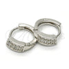 Argolla Huggie 02.175.0093.15 Plata Rodinada, con Zirconia Cubica Blanca, Pulido, Rodinado
