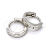 Argolla Huggie 02.175.0094.10 Plata Rodinada, con Zirconia Cubica Blanca, Pulido, Rodinado