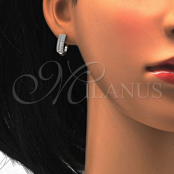 Argolla Huggie 02.175.0095.15 Plata Rodinada, con Micro Pave Blanca, Pulido, Rodinado