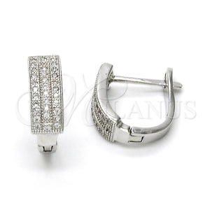 Argolla Huggie 02.175.0095.15 Plata Rodinada, con Micro Pave Blanca, Pulido, Rodinado