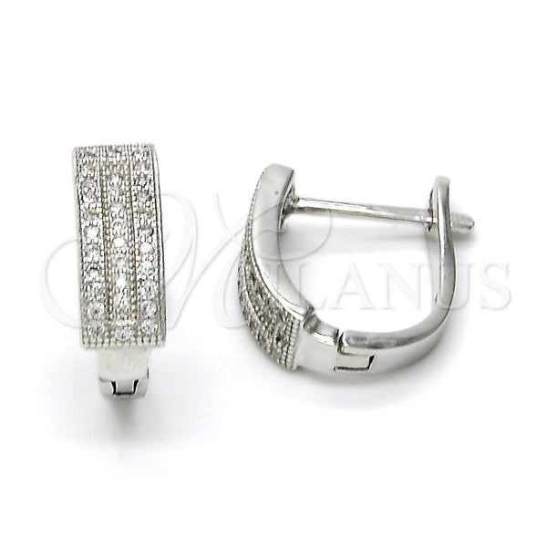 Argolla Huggie 02.175.0095.15 Plata Rodinada, con Micro Pave Blanca, Pulido, Rodinado