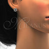 Arete Dormilona 02.175.0103 Plata Rodinada, Diseño de Flor, con Zirconia Cubica Blanca, Pulido, Rodinado