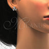 Arete Dormilona 02.175.0104 Plata Rodinada, Diseño de Corazón, con Zirconia Cubica Blanca y Micro Pave Blanca, Pulido, Rodinado