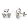 Arete Dormilona 02.175.0104 Plata Rodinada, Diseño de Corazón, con Zirconia Cubica Blanca y Micro Pave Blanca, Pulido, Rodinado