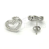 Arete Dormilona 02.175.0106 Plata Rodinada, Diseño de Corazón, con Micro Pave Blanca, Pulido, Rodinado