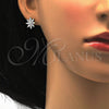 Arete Dormilona 02.175.0112 Plata Rodinada, Diseño de Flor, con Zirconia Cubica Blanca, Pulido, Rodinado