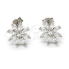 Arete Dormilona 02.175.0112 Plata Rodinada, Diseño de Flor, con Zirconia Cubica Blanca, Pulido, Rodinado