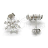 Arete Dormilona 02.175.0112 Plata Rodinada, Diseño de Flor, con Zirconia Cubica Blanca, Pulido, Rodinado