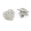 Arete Dormilona 02.175.0121 Plata Rodinada, Diseño de Corazón, con Zirconia Cubica Blanca y Micro Pave Blanca, Pulido, Rodinado