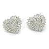 Arete Dormilona 02.175.0121 Plata Rodinada, Diseño de Corazón, con Zirconia Cubica Blanca y Micro Pave Blanca, Pulido, Rodinado