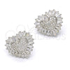 Arete Dormilona 02.175.0121 Plata Rodinada, Diseño de Corazón, con Zirconia Cubica Blanca y Micro Pave Blanca, Pulido, Rodinado