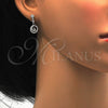Arete Colgante 02.175.0127 Plata Rodinada, Diseño de Espiral y Estrella, con Zirconia Cubica Blanca y Micro Pave Blanca, Pulido, Rodinado
