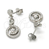 Arete Colgante 02.175.0127 Plata Rodinada, Diseño de Espiral y Estrella, con Zirconia Cubica Blanca y Micro Pave Blanca, Pulido, Rodinado