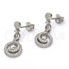 Arete Colgante 02.175.0127 Plata Rodinada, Diseño de Espiral y Estrella, con Zirconia Cubica Blanca y Micro Pave Blanca, Pulido, Rodinado