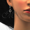 Arete Colgante 02.175.0129 Plata Rodinada, Diseño de Flor y Mariposa, con Zirconia Cubica Blanca y Cristal Blanca, Pulido, Rodinado