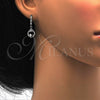 Arete Colgante 02.175.0129 Plata Rodinada, Diseño de Flor y Mariposa, con Zirconia Cubica Blanca y Cristal Blanca, Pulido, Rodinado