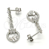 Arete Colgante 02.175.0129 Plata Rodinada, Diseño de Flor y Mariposa, con Zirconia Cubica Blanca y Cristal Blanca, Pulido, Rodinado