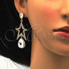 Arete Largo 02.268.0053 Oro Laminado, Diseño de Estrella y Gota, con Blanca Cristal, Pulido, Tono Dorado