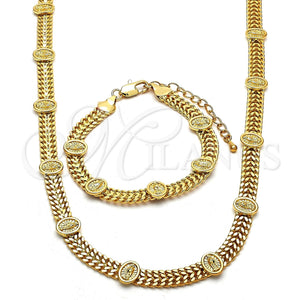 Collar y Pulsera 06.185.0010 Oro Laminado, Diseño de Guadalupe, Pulido, Tono Dorado