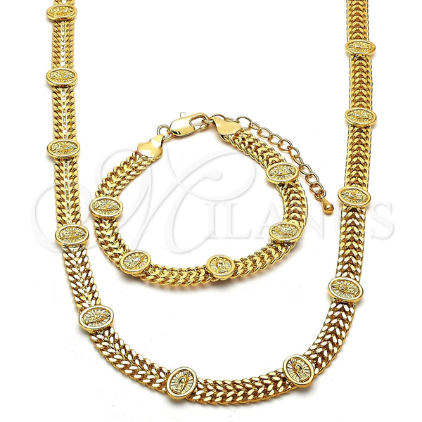 Collar y Pulsera 06.185.0010 Oro Laminado, Diseño de Guadalupe, Pulido, Tono Dorado