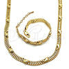 Collar y Pulsera 06.185.0011 Oro Laminado, Diseño de Delfín, con Blanca Cristal, Pulido, Tono Dorado