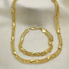 Collar y Pulsera 06.185.0011 Oro Laminado, Diseño de Delfín, con Blanca Cristal, Pulido, Tono Dorado
