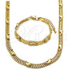 Collar y Pulsera 06.185.0011 Oro Laminado, Diseño de Delfín, con Blanca Cristal, Pulido, Tono Dorado