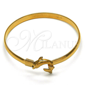 Aro Individual 07.192.0013.1.04 Oro Laminado, Diseño de Delfín, Pulido, Tono Dorado (05 MM Thickness, Size 4 (2.25 Diameter))