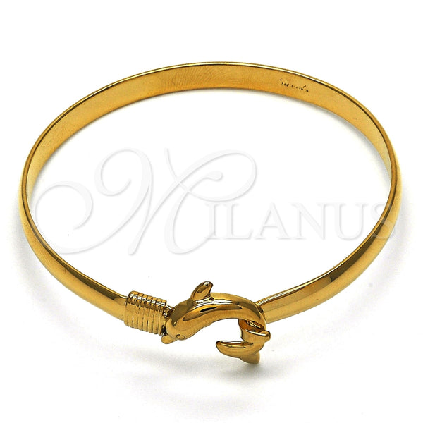 Aro Individual 07.192.0013.1.04 Oro Laminado, Diseño de Delfín, Pulido, Tono Dorado (05 MM Thickness, Size 4 (2.25 Diameter))