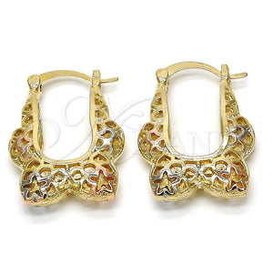 Argolla Pequeña 02.102.0012.20 Oro Laminado, Diseño de Estrella, Pulido, Tres Tonos