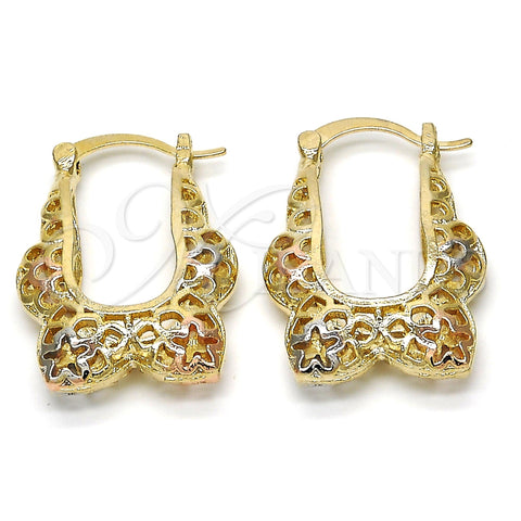 Argolla Pequeña 02.102.0012.20 Oro Laminado, Diseño de Estrella, Pulido, Tres Tonos