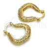 Argolla Pequeña 02.102.0033.25 Oro Laminado, Diseño de Llave Griega, Pulido, Tres Tonos