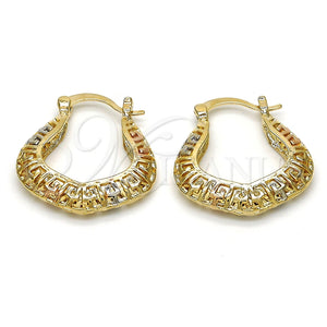 Argolla Pequeña 02.102.0033.25 Oro Laminado, Diseño de Llave Griega, Pulido, Tres Tonos