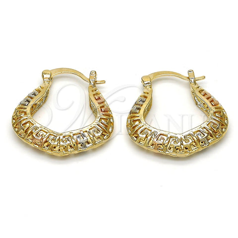 Argolla Pequeña 02.102.0033.25 Oro Laminado, Diseño de Llave Griega, Pulido, Tres Tonos