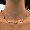 Collar, Pulsera y Dije 06.170.0002 Oro Laminado, Diseño de Bola, Diamantado, Tres Tonos