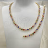 Collar y Pulsera 06.284.0001.2 Oro Laminado, con Multicolor Zirconia Cubica, Pulido, Tono Dorado