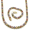 Collar y Pulsera 06.284.0001.2 Oro Laminado, con Multicolor Zirconia Cubica, Pulido, Tono Dorado